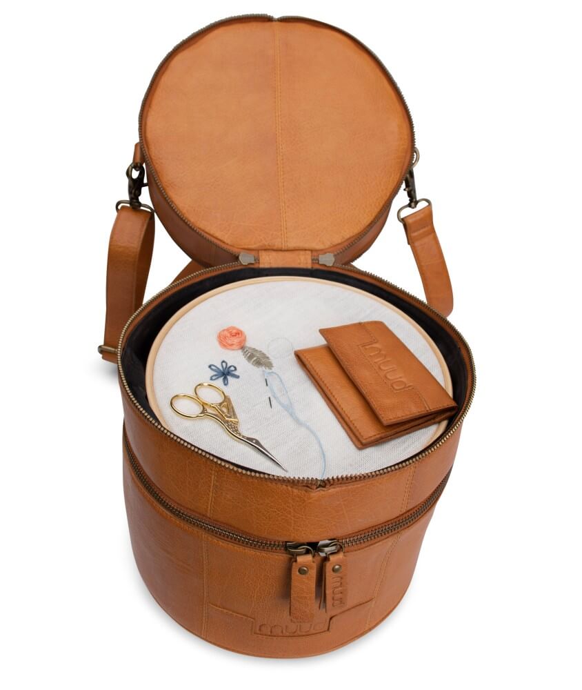 Sac de rangement en cuir pour le tricot Muud Bturn - Whisky