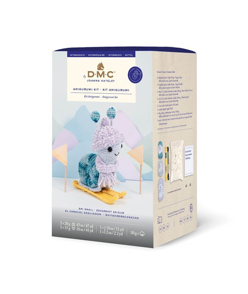Kit Crochet Escargot Skieur – DMC : kit complet et ludique pour réaliser un amigurumi hivernal - Bleu - vue 3
