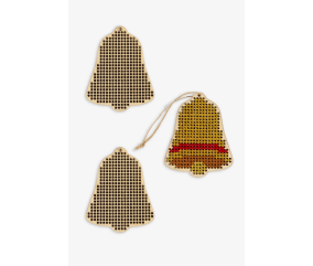 Lot de 3 cloches en bois perforées à broder - DMC