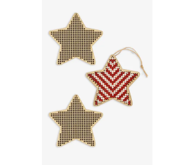 Lot de 3 étoiles en bois perforées à broder - DMC