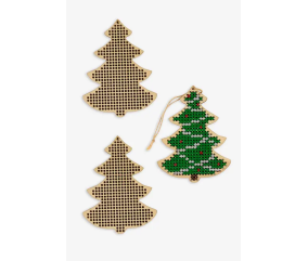 Lot de 3 sapins en bois perforées à broder - DMC