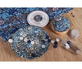 Coupelle aimantée pour aiguilles et épingles - Collection fleurs bleues - Hobby Gift Create