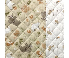 Tissu enfant matelassé coton tortues et souris