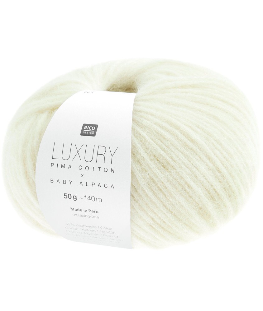 Pelote de cachemire et de coton Luxury Pima Cotton x Baby Alpaca - Rico Design