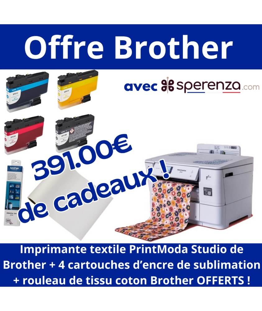 Imprimante textile PrintModa Studio HLJF1 - Garantie 2 ans - Brother Offre exclusive cadeau artisan DIY