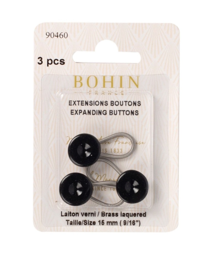 EXTENSIONS BOUTONS 15mm NOIR x3 - BOHIN