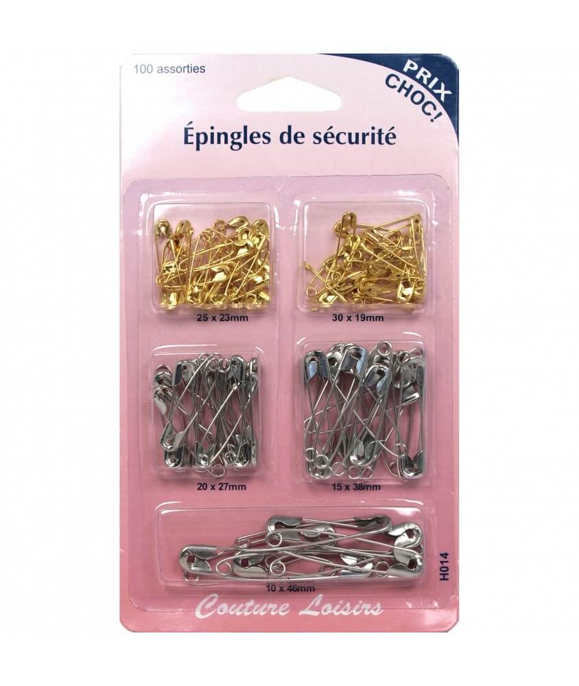 Epingles de sécurité assortiment X 100 - Distrifil Epingles de sécurité assortiment X 100 - Distrifil