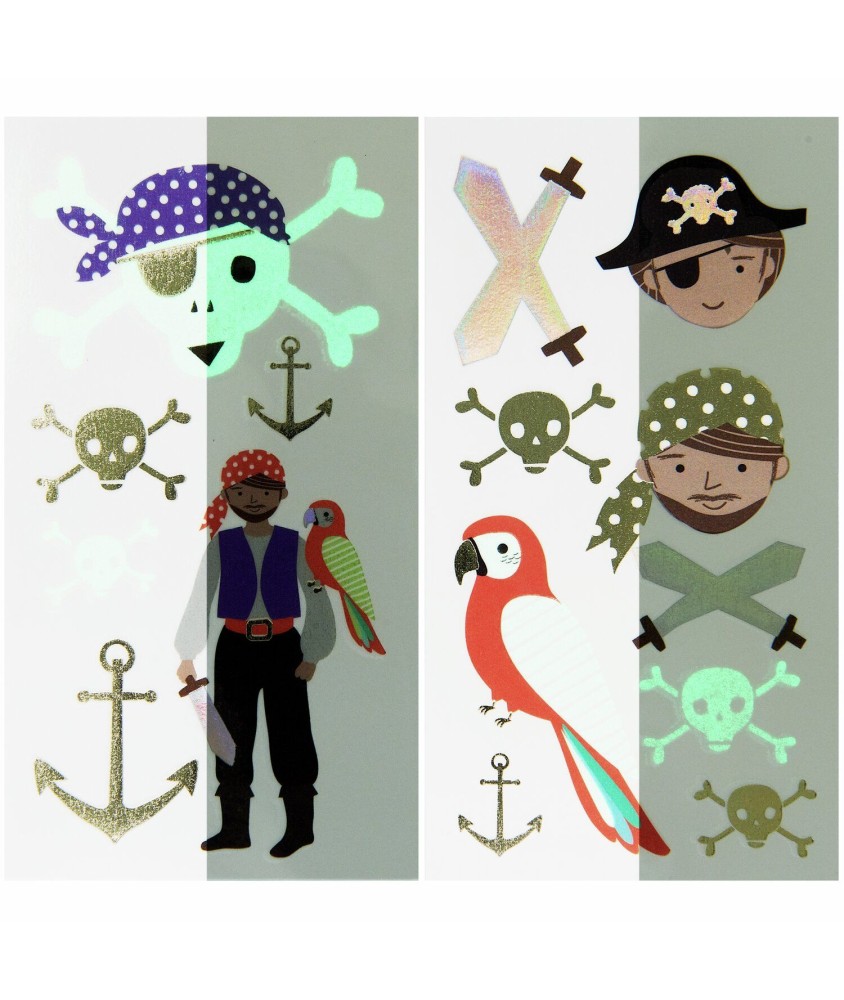 Lot de 2 plaques de tatouage Fête des Pirates - Rico Design