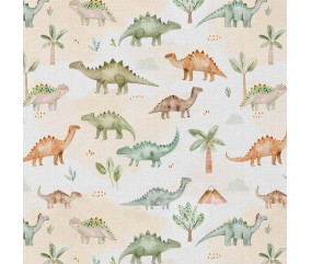 Tissu coton enfant impression numérique dinosaures