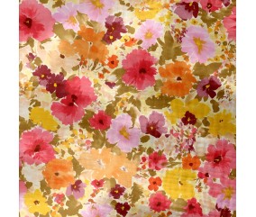 Tissu coton double gaze fleuri impression numérique