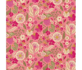 Tissu coton fleuri sur fond rose