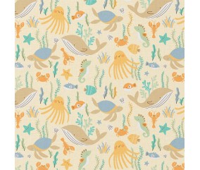 Tissu coton enfant animaux des la mer