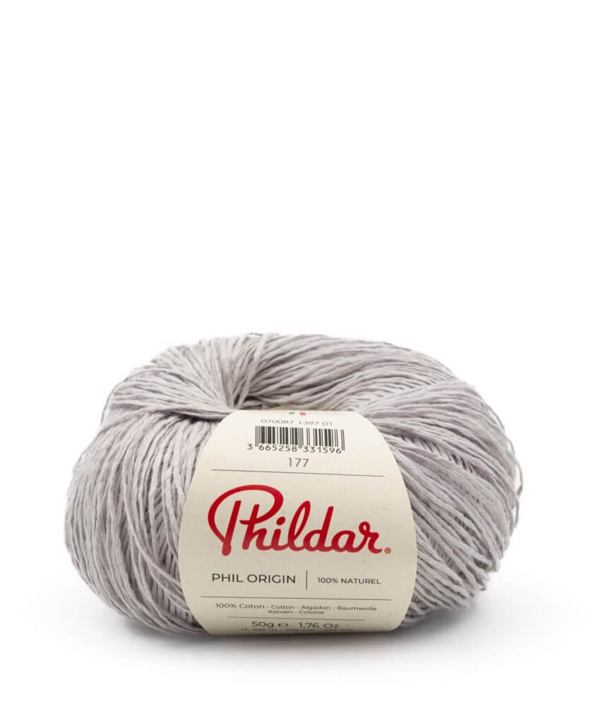 Fil de coton à tricoter Phil Origin - Phildar - Perle Gris