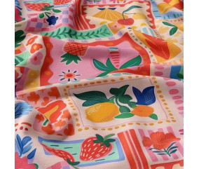 Tissu viscose imprimé impression numérique réactive multicolore