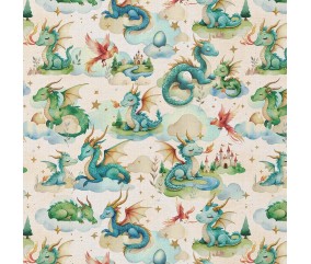Tissu coton enfant impression pigmentaire numérique dinosaures