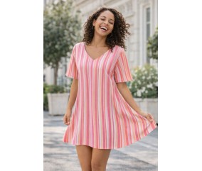 Tissu coton rayures multicolores