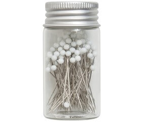 Tube en verre de 95 épingles à tête de verre - Collection fleurs bleues - Hobby Gift