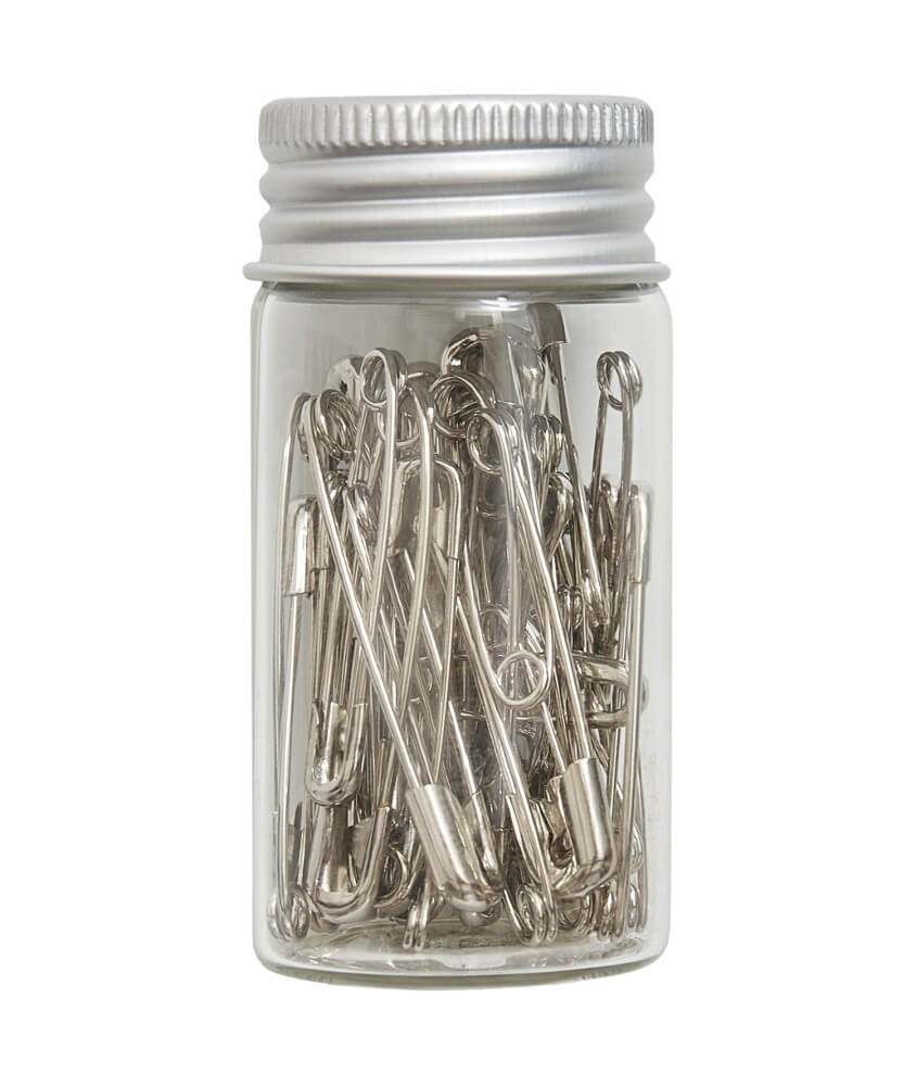 Tube en verre d'assortiment de 50 épingles à nourrice - Collection fleurs bleues - Hobby Gift