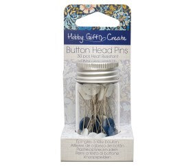 Tube en verre de 30 épingles à tête plastique - Collection fleurs bleues - Hobby Gift