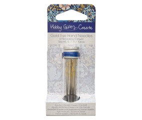 Tube en verre de 10 aiguilles à broder 3-9 - Collection fleurs bleues - Hobby Gift