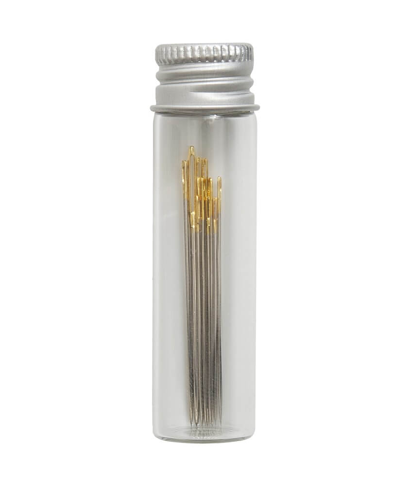 Tube en verre d'assortiment de 10 aiguilles à coudre et à broder - Collection fleurs bleues - Hobby Gift