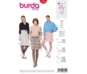 Patron Burda 6154 Jupe légèrement évasée ceinture extensible - du 34 au 44
