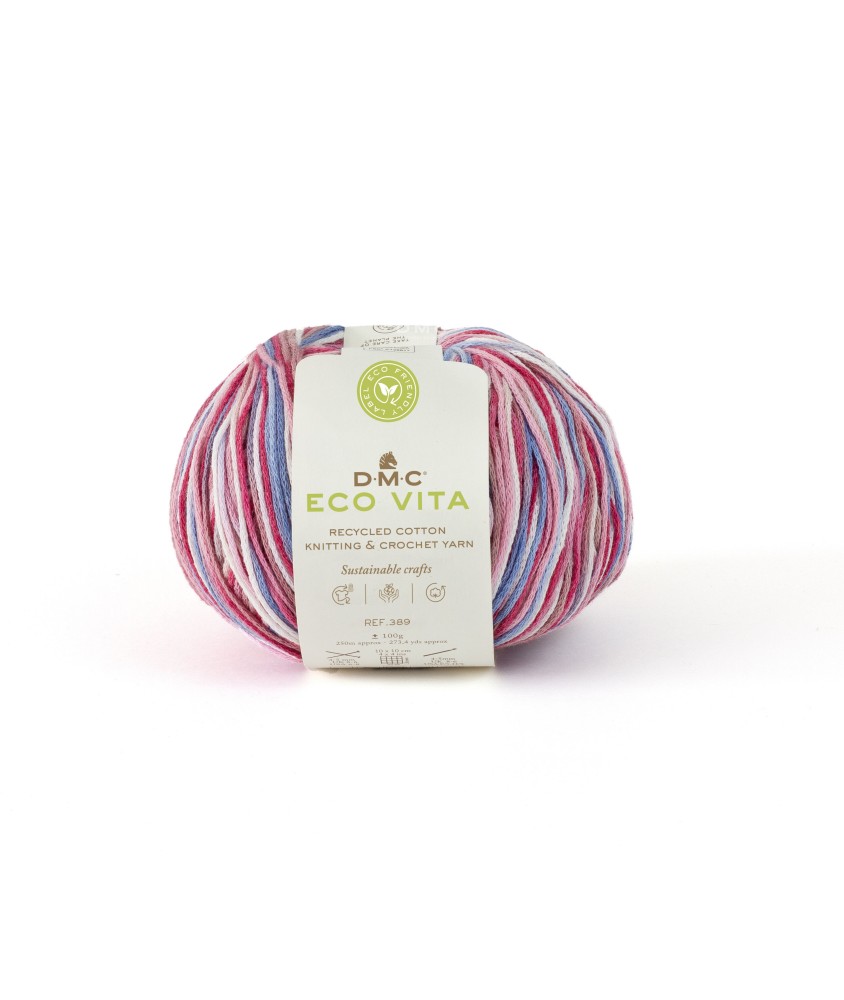 Fil de coton recyclé ECO VITA MULTICOLORE pour tricot et crochet - 100GR - DMC