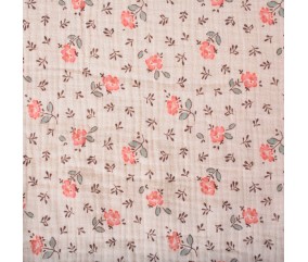 Tissu coton double gaze boutons de roses