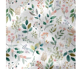 Tissu coton double gaze impression numérique florale estivale