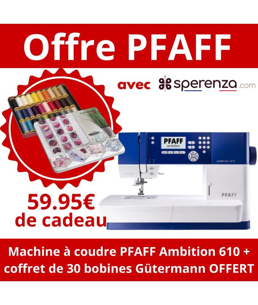 Pfaff Ambition 610 cadeau offre sperenza coffre bobines