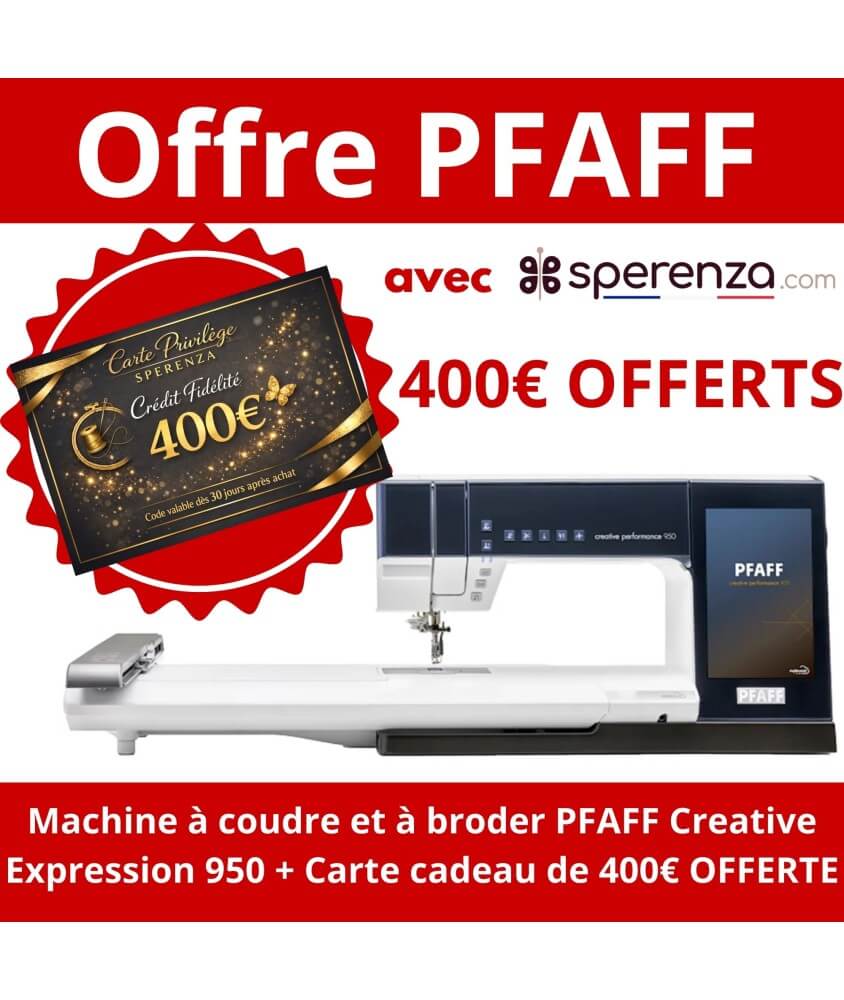 Machine à coudre et à broder PFAFF Creative Expression 950 Sperenza promotion cadeau remise promo solde