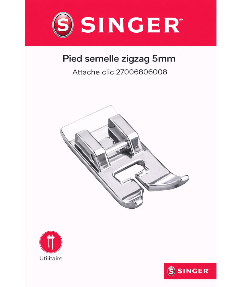 Pied semelle zigzag 5mm Attache clic 27006806008 - Singer