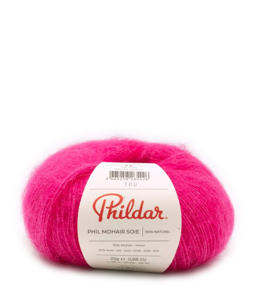Fil exceptionnel à tricoter PHIL MOHAIR SOIE - Phildar - Eglantine Rose