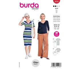 Patron Burda Style 5658 – Robe en jersey fronnée | Tailles 36-48