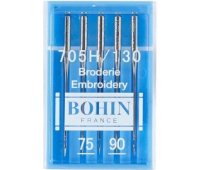 Aiguilles machine Bohin à broder - Carte x5 75/90
