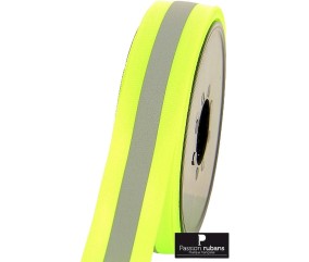 Ruban Gros Grain Réfléchissant Jaune 25 mm - Vendu par 50 cm
