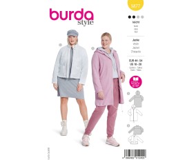 Patron Burda n°5877 : Veste sportive zippée et Parka à capuche grandes tailles