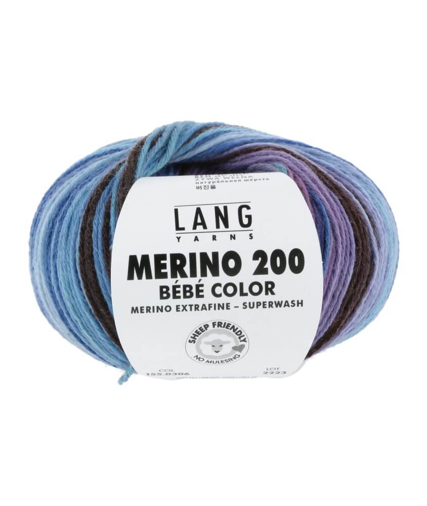 Pelote à tricoter MERINO 200 BEBE COLOR – Lang Yarns - Laine mérinos extrafine multicolore pour layette