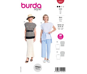 Patron Burda n°5657 : Top jersey aux épaules tombantes et manches volantées