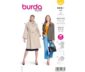 Patron Burda n°5824 : Duo Manteau ceinturé et Veste courte oversize imprimée