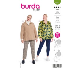Patron Burda n°5881 : Veste zippée et Parka à capuche curvy grandes tailles