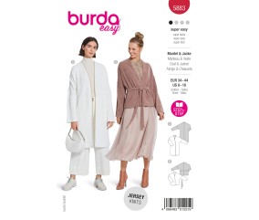 Patron Burda n°5883 : Manteau long et Cardigan court ceinturé en maille