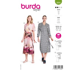 Patron Burda n°5844 : Robe féminine intemporelle manches et longueur modulables