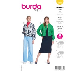 Patron Burda n°5846 : Blouson court style bomber à bords-côtes et capuche
