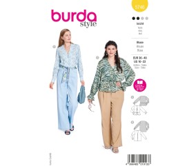 Patron Burda n°5746 : Blouse raffinée à détails couture plastron et col officier