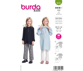 Patron Burda Enfant n°9216 : Robe trapèze et Blouse tunique coordonnées