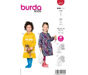 Patron Burda Enfant n°9217 : Robe empiècement froncé jupe évasée volants