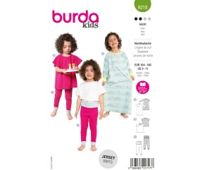 Patron Burda Enfant n°9218 : Ensemble Pyjama — Chemise de nuit, Tunique, Legging