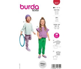 Patron Burda Enfant n°9223 : T-shirt jersey multi-manches coupes variées