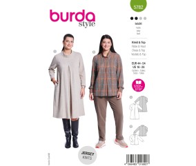 Patron Burda n°5782 : Robe jersey à pli creux et Top manches longues (curvy)